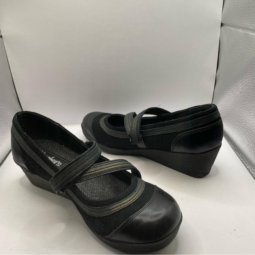 Skechers shoes Women's 8.5 Doubled Strap Mary Jane 2" Wedge Y2K BLack 031024